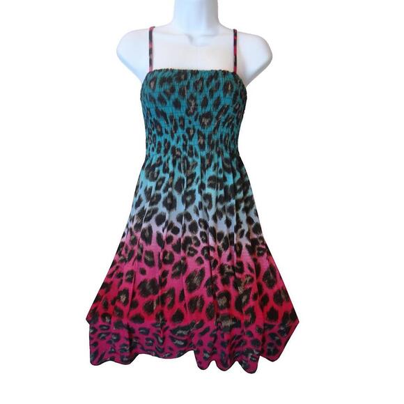Dresses & Skirts - Women's‎ Ombre Leopard Print Sundress with Spaghetti Straps